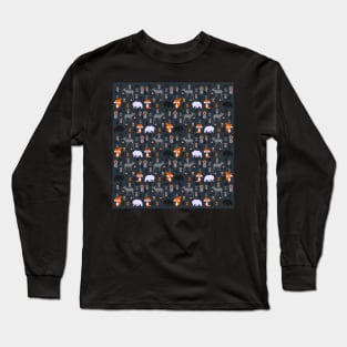Wild foxes, deer, bears and flowers Long Sleeve T-Shirt